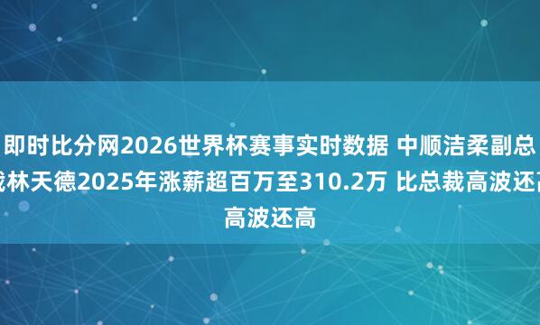 即时比分网2026世界杯赛事实时数据 中顺洁柔副总裁林天德2025年涨薪超百万至310.2万 比总裁高波还高