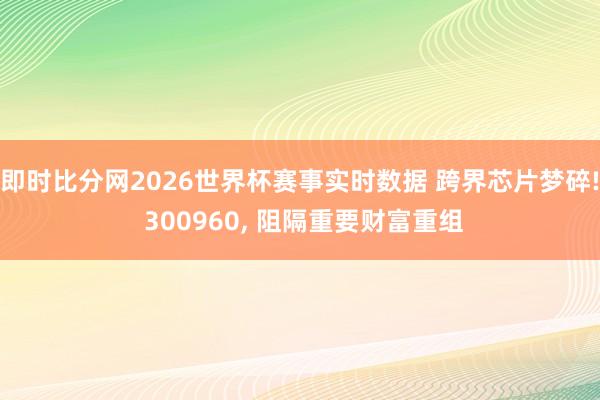 即时比分网2026世界杯赛事实时数据 跨界芯片梦碎! 300960, 阻隔重要财富重组