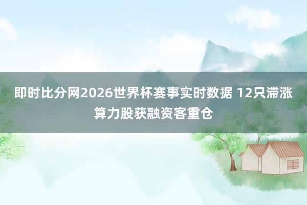 即时比分网2026世界杯赛事实时数据 12只滞涨算力股获融资客重仓