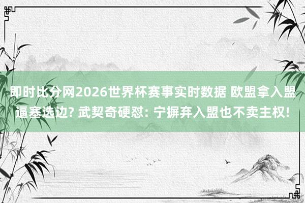即时比分网2026世界杯赛事实时数据 欧盟拿入盟逼塞选边? 武契奇硬怼: 宁摒弃入盟也不卖主权!
