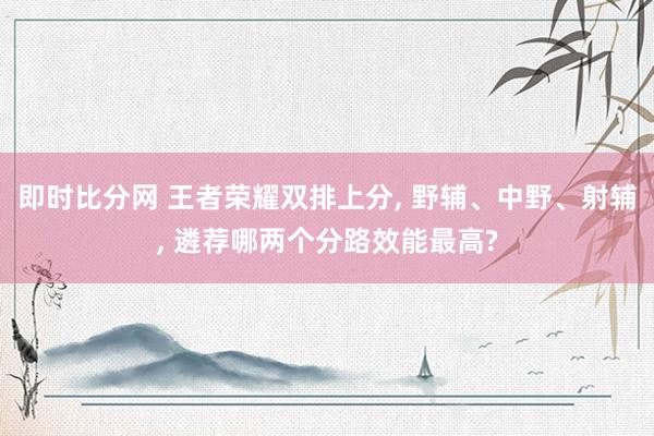 即时比分网 王者荣耀双排上分, 野辅、中野、射辅, 遴荐哪两个分路效能最高?